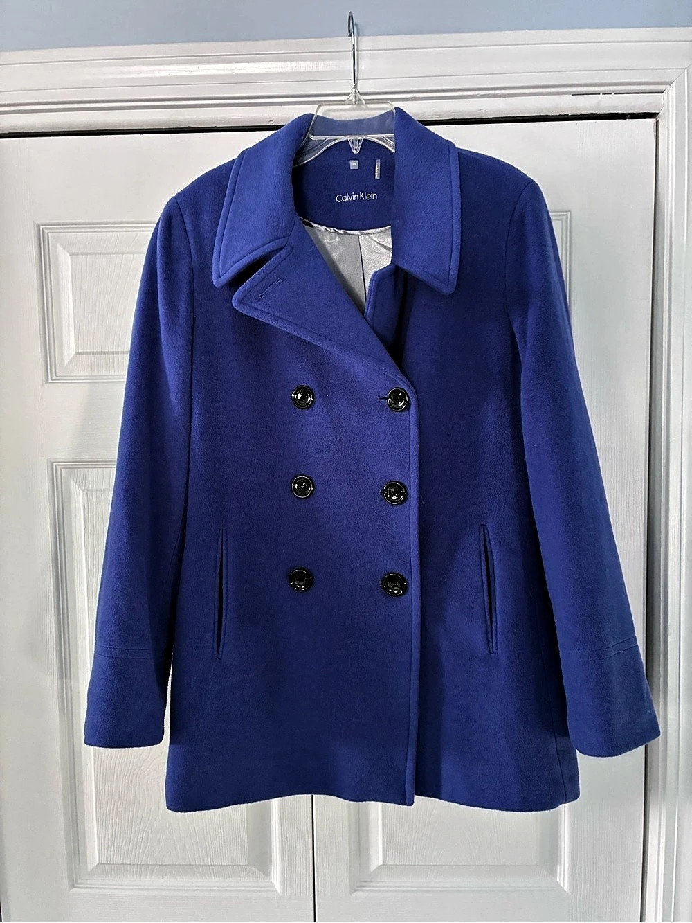 Calvin Klein Double-Breasted Pea Coat Blue Size 16